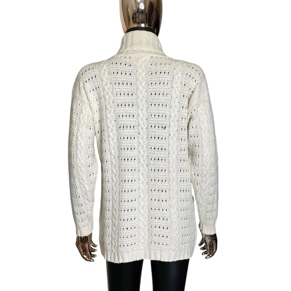 Worthington Vintage Silk Angora Blend Cable Knit Turtleneck Sweater Cream Large - Picture 5 of 8